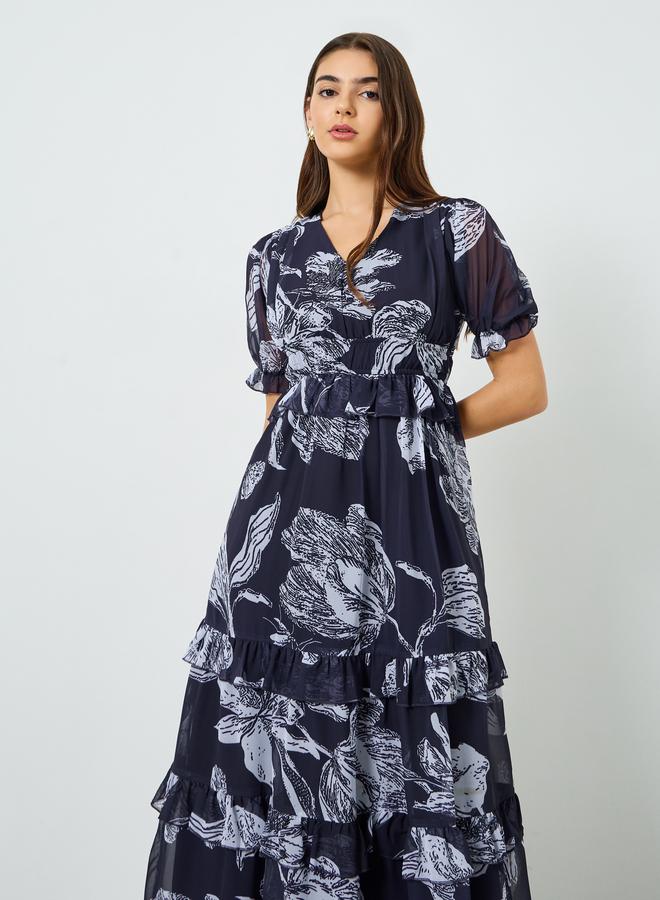 Styli Women Floral Print A-Line Maxi Dress - Image 2